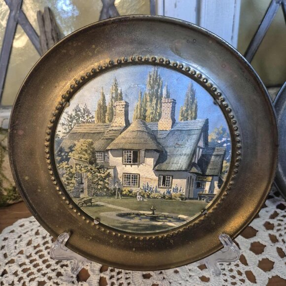 4 Brass Wall Plates Metal Filigree Hologram - Picture 1 of 12